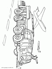 Airport fire truck coloring page to print