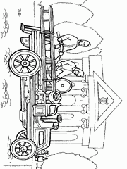 Old fire engine coloring page. 1904 release