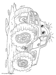 Monster pickup truck coloring page to paint