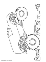 Coloring pages cars. Big monster truck. Black and white
