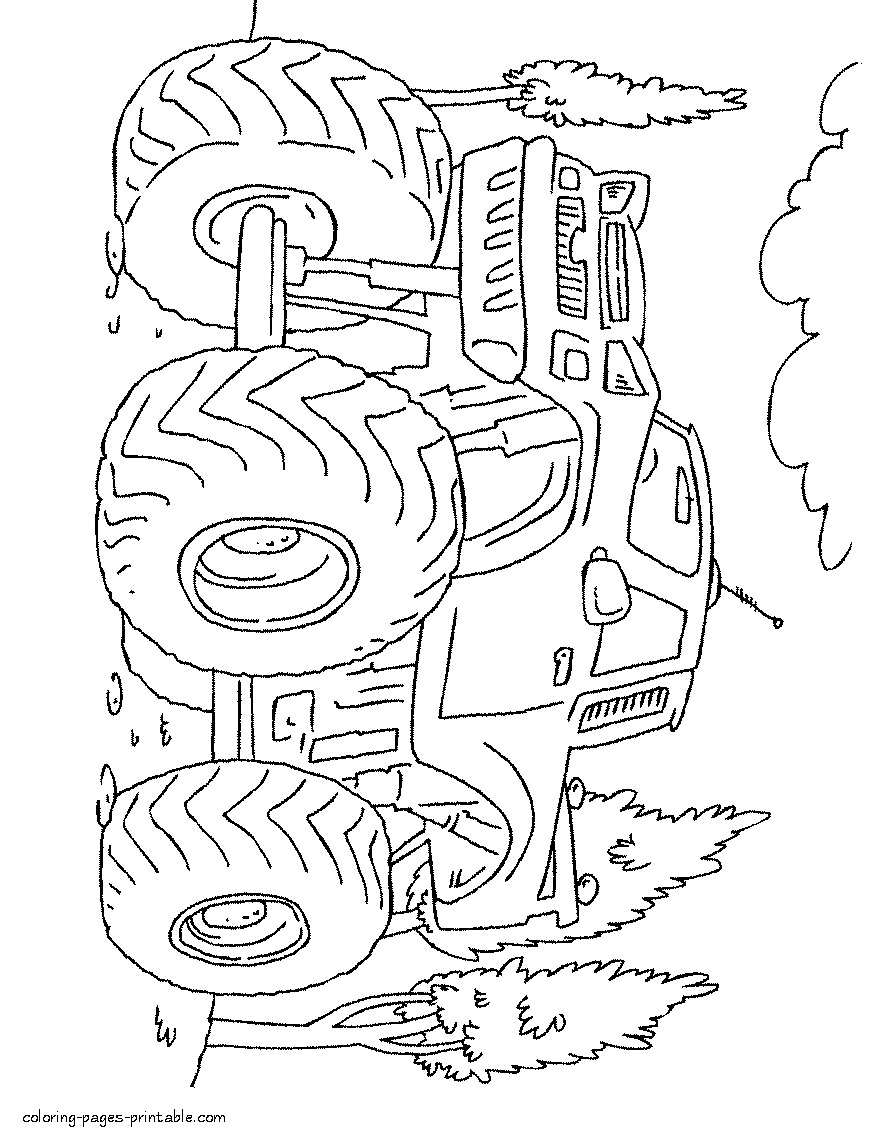 Coloring pages Bigfoot trucks || COLORING-PAGES-PRINTABLE.COM