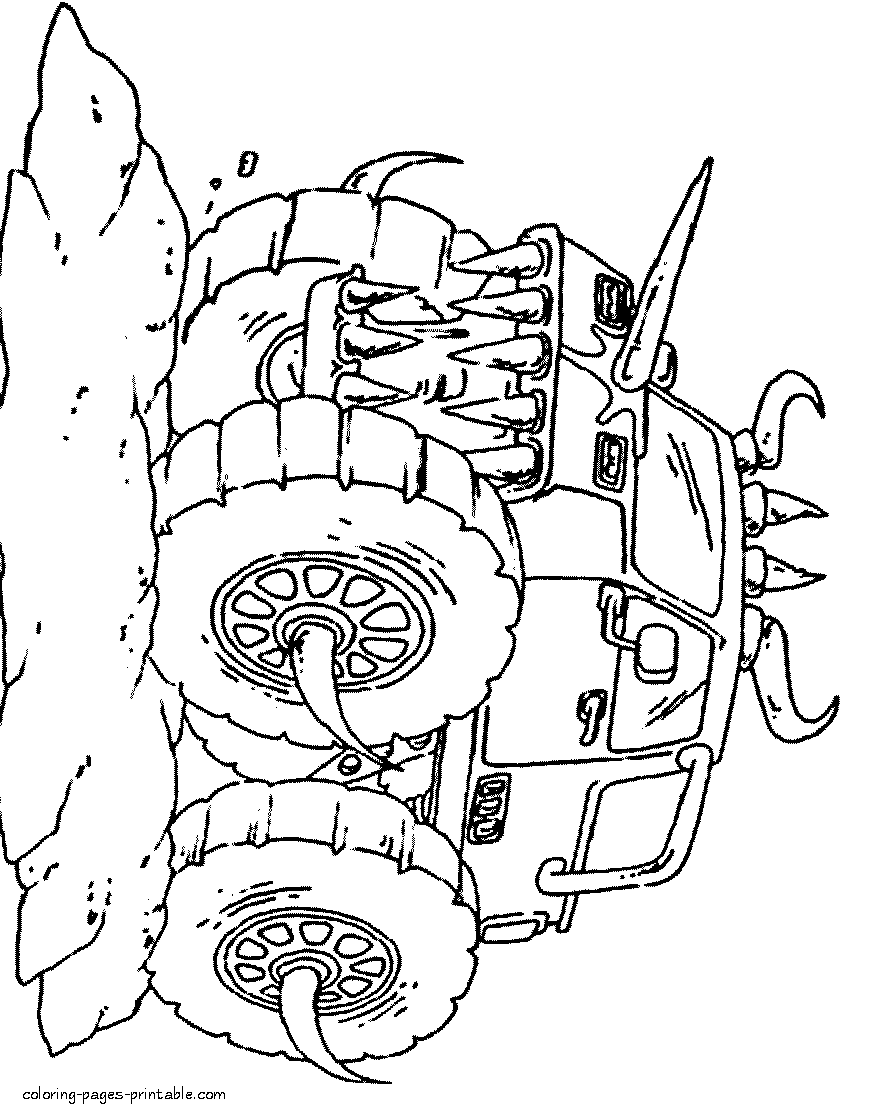 Monster truck coloring book for a boy