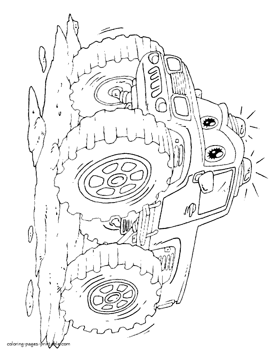 Monster pickup truck coloring page to paint