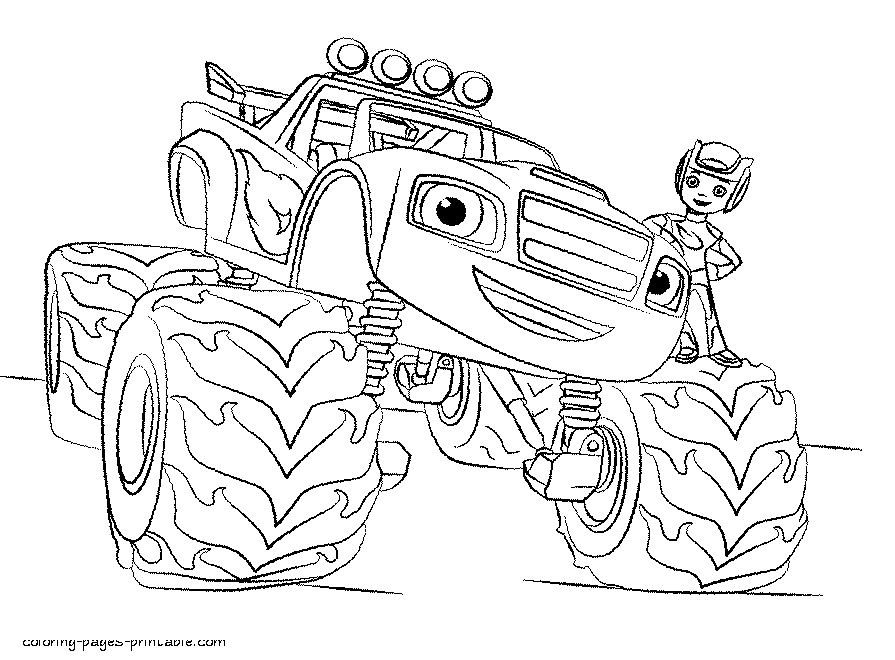 Free coloring pages for boys. Truck monster || COLORING-PAGES-PRINTABLE.COM