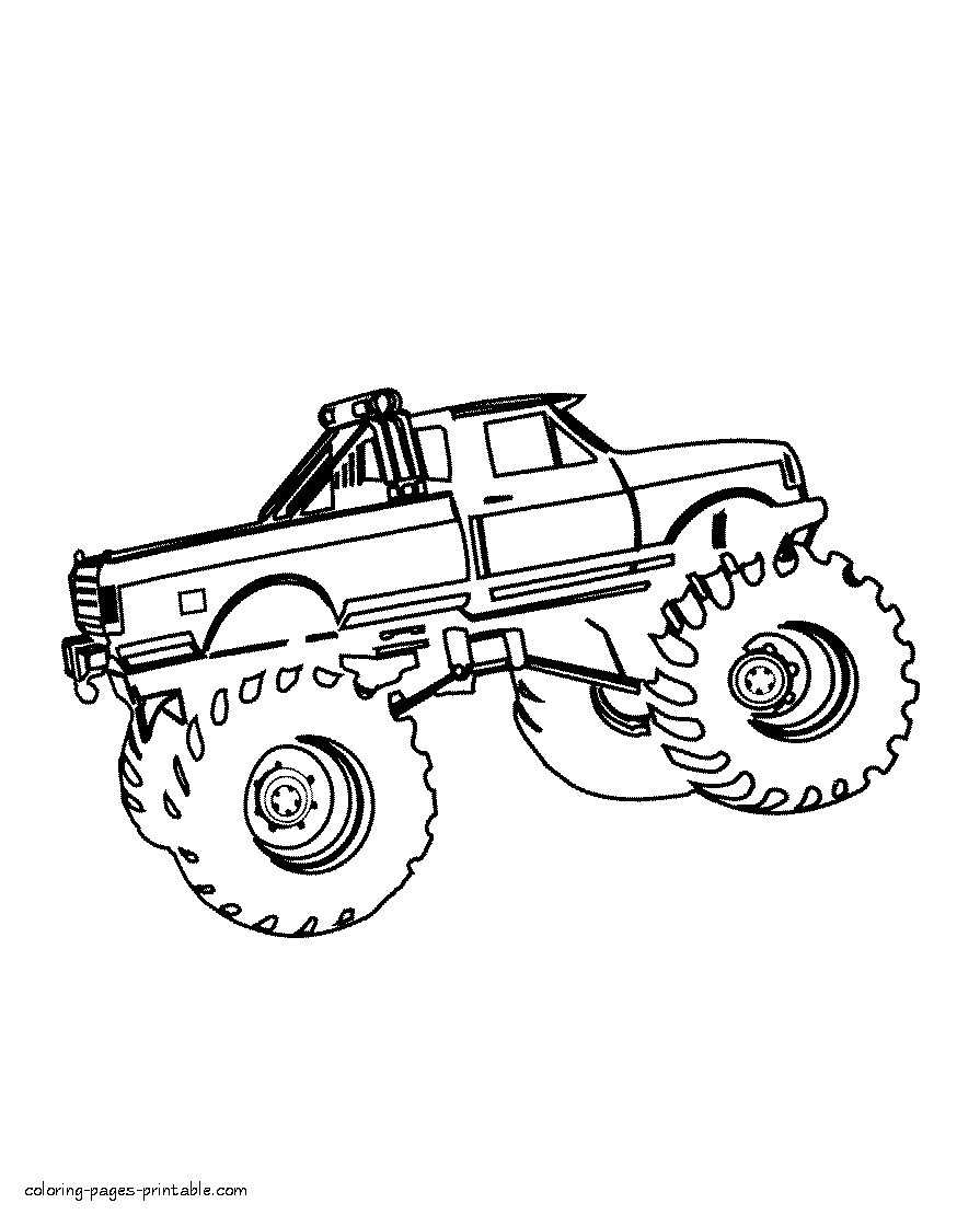 Greatest monster trucks. Coloring page for boy