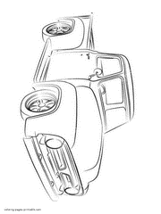 Retro cars. Pickup truck coloring page