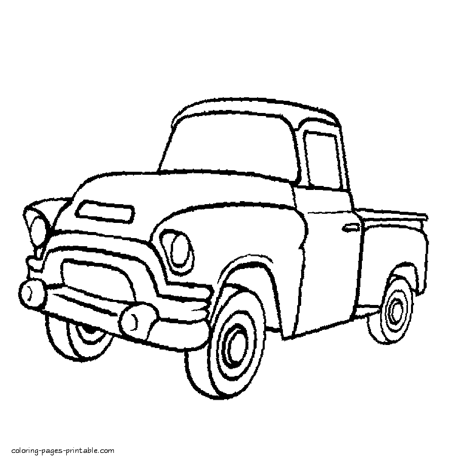 Old pickup truck coloring pages for preschool