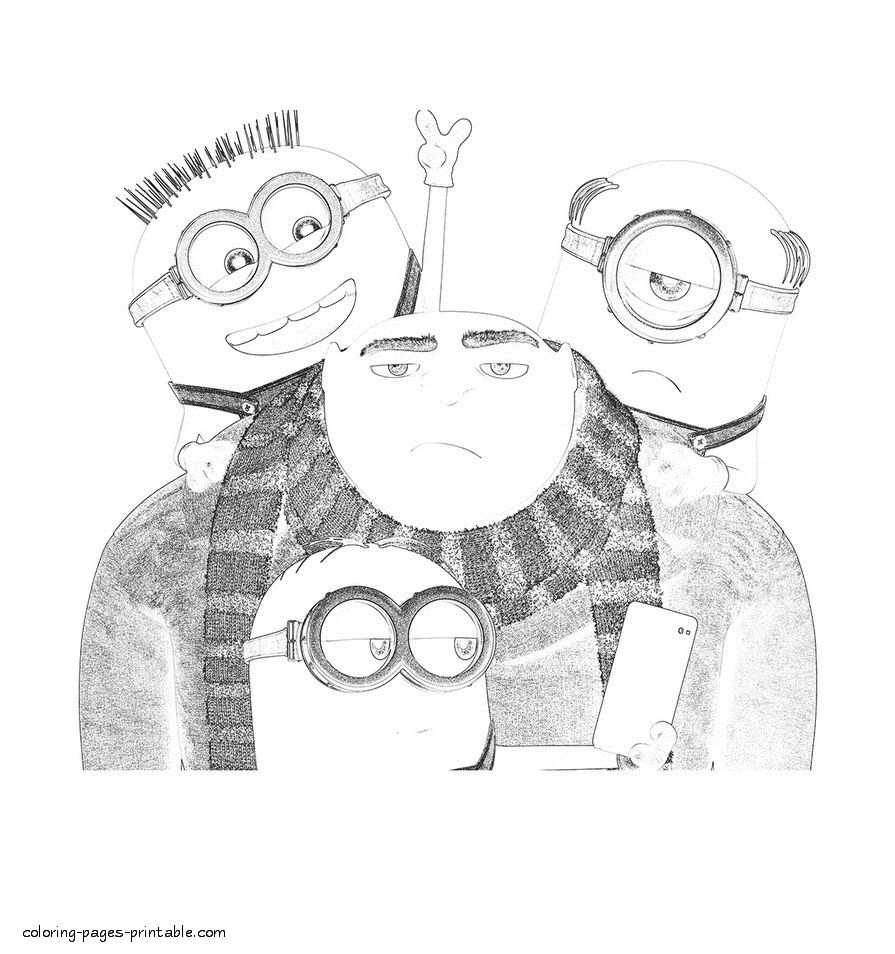 Gru and minions printable coloring page