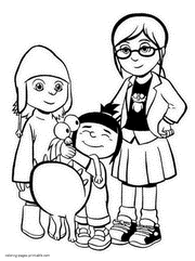 Agnes, Margo and Edith coloring page. Despicable me 3 heroes