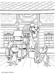 Dinosaur train before departure coloring picture