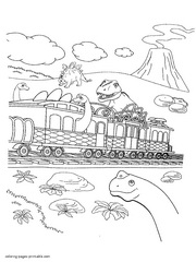 Train with dinosaurs. Free coloring pages
