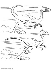 Running dinosaurs coloring page from animation