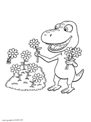 Buddy picking flowers. Coloring pages