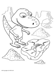 Dinosaur Buddy and the stone coloring page