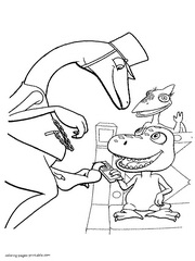 Coloring pages with Buddy and Mr. Conductor. Dinosaur Train