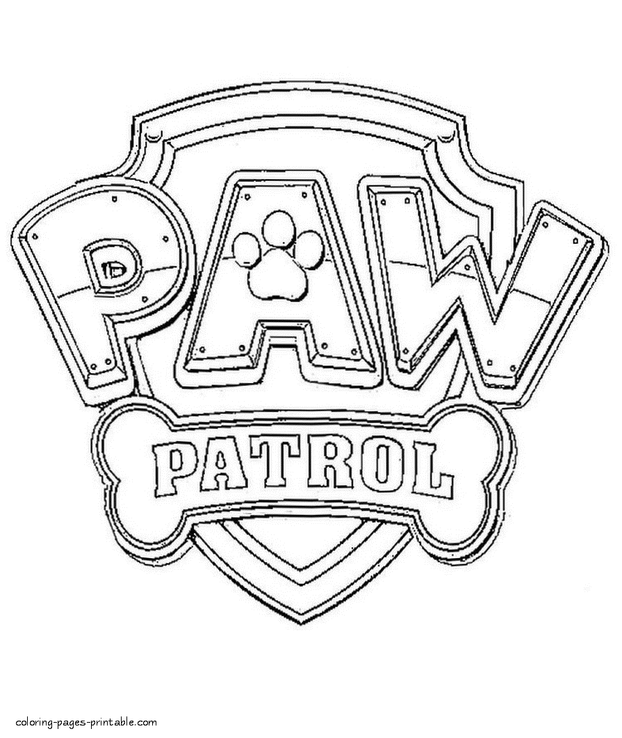 Download Paw Patrol characters coloring pages. Badge || COLORING-PAGES-PRINTABLE.COM