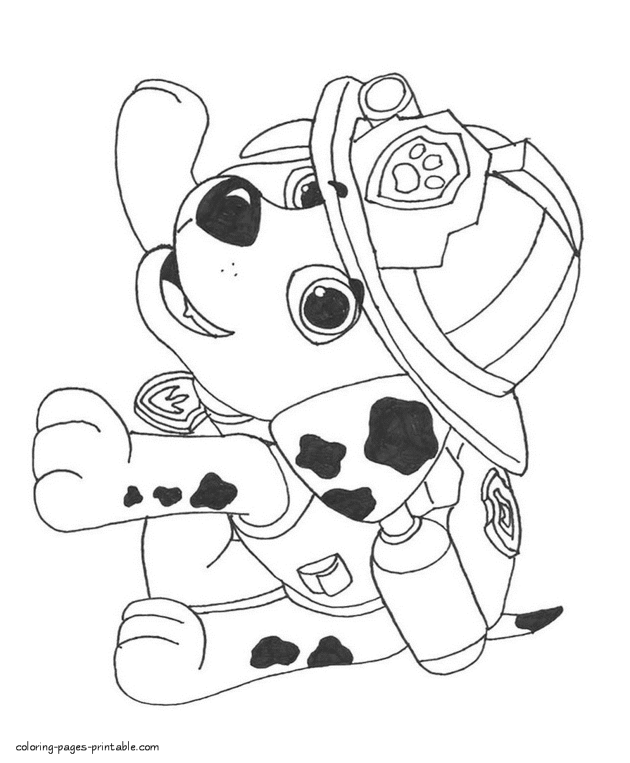 Paw Patrol coloring book. Little Marshall || COLORING-PAGES-PRINTABLE.COM