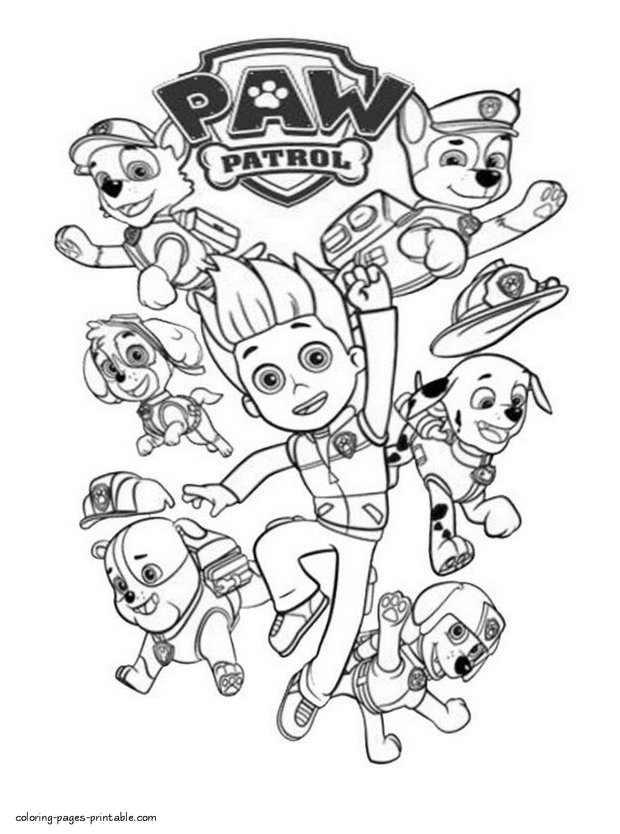 Free printable Paw Patrol coloring pages || COLORING-PAGES-PRINTABLE.COM