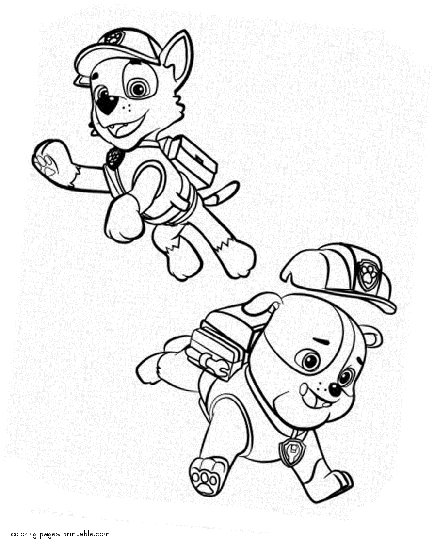 Med venlig hilsen blåhval ukuelige Paw Patrol coloring & activity book. Chase and Rubble || COLORING-PAGES -PRINTABLE.COM