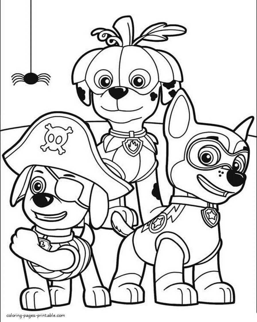 Paw Patrol Halloween coloring pages free printable