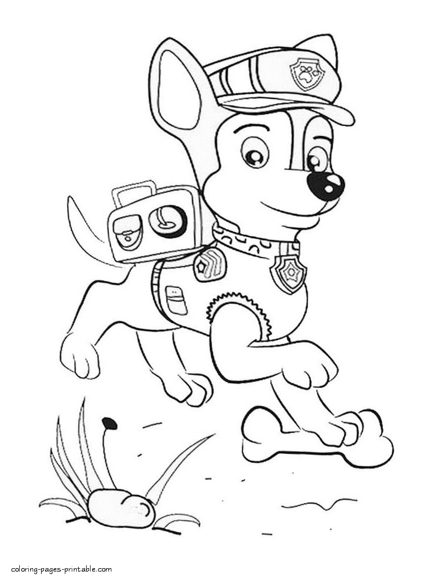 Free coloring pages Paw Patrol. Chase    COLORING PAGES PRINTABLE.COM