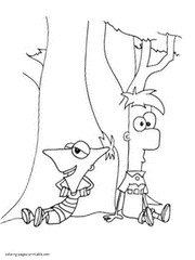 Printable coloring page of Phineas and Ferb summer vacation