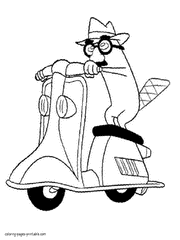 Perry ride on a scooter coloring page