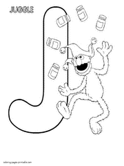 Grover juggle and the letter J. ABC coloring pages free