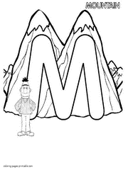 Bert and the letter M coloring page for kindergarten