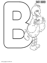 Big Bird and the letter B. Seasame Street coloring pages to print