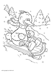 Big Bird winter coloring page young kids