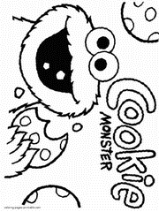 Cookie Monster portrait coloring page. Sesame Street Show