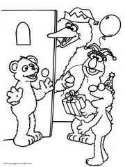Sesame Street birthday coloring pages for children