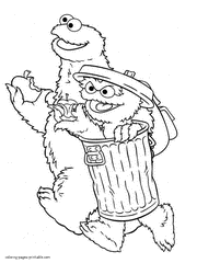 Cookie Monster and Oscar the Grouch picture to color