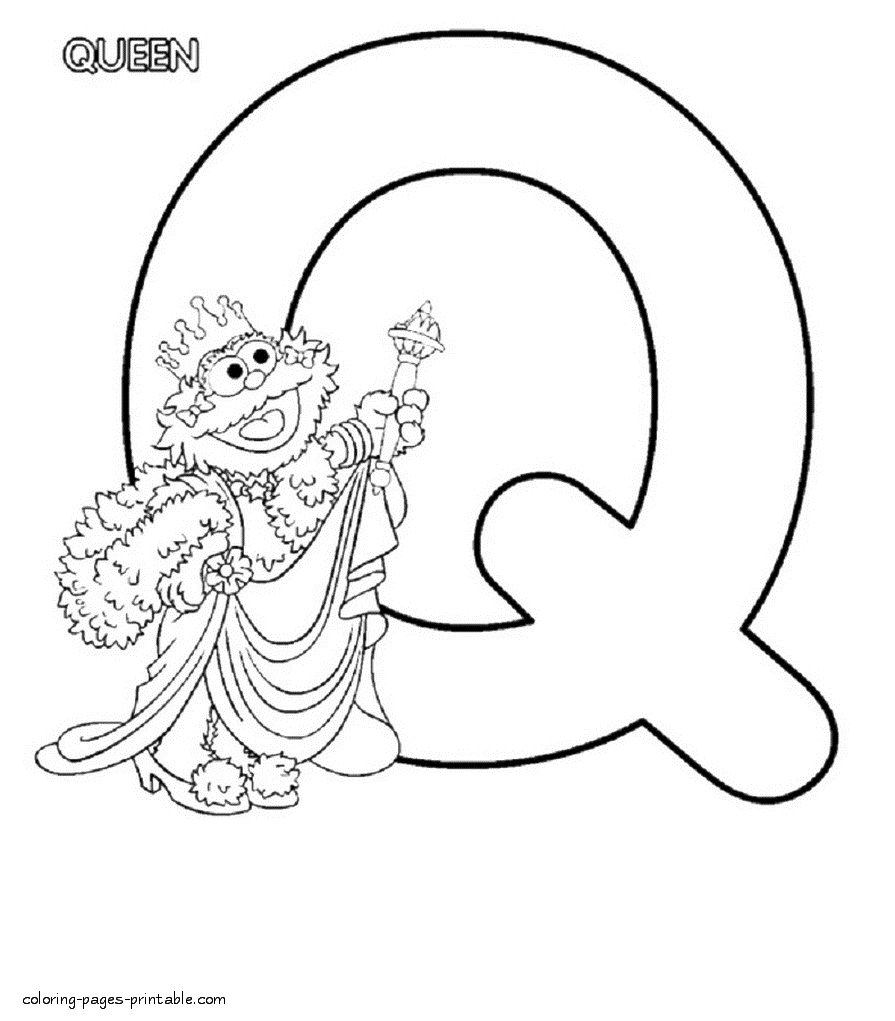 Abby coloring page for a child. The letter Q