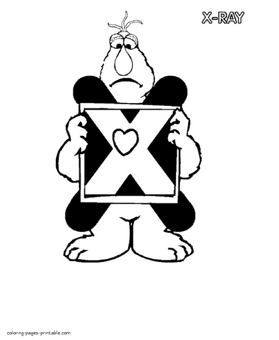 Sesame Street educational coloring book. The letter X picture