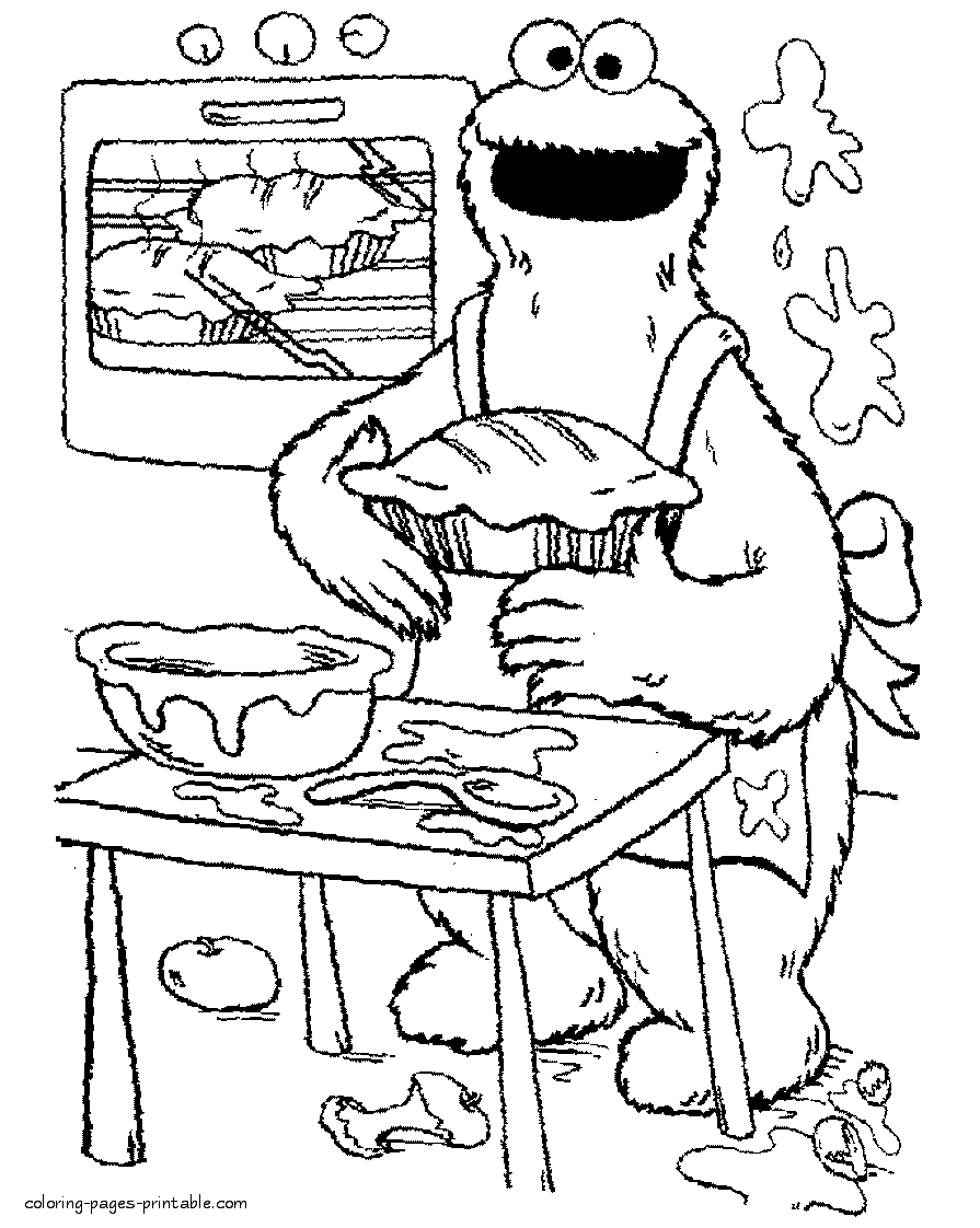 Sesame Street coloring pages. Cookie Monster