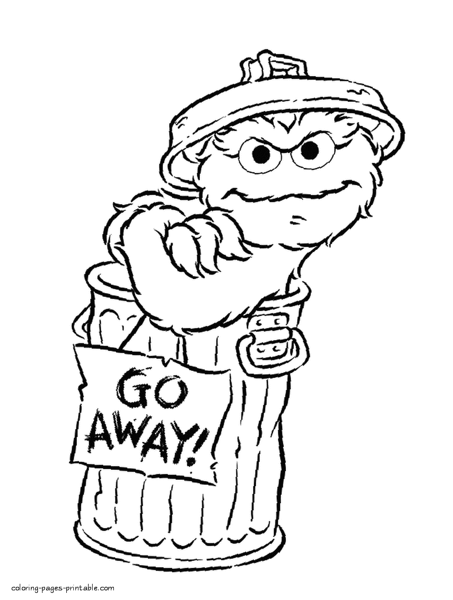 Oscar coloring page. Street Sesame TV Muppet Show