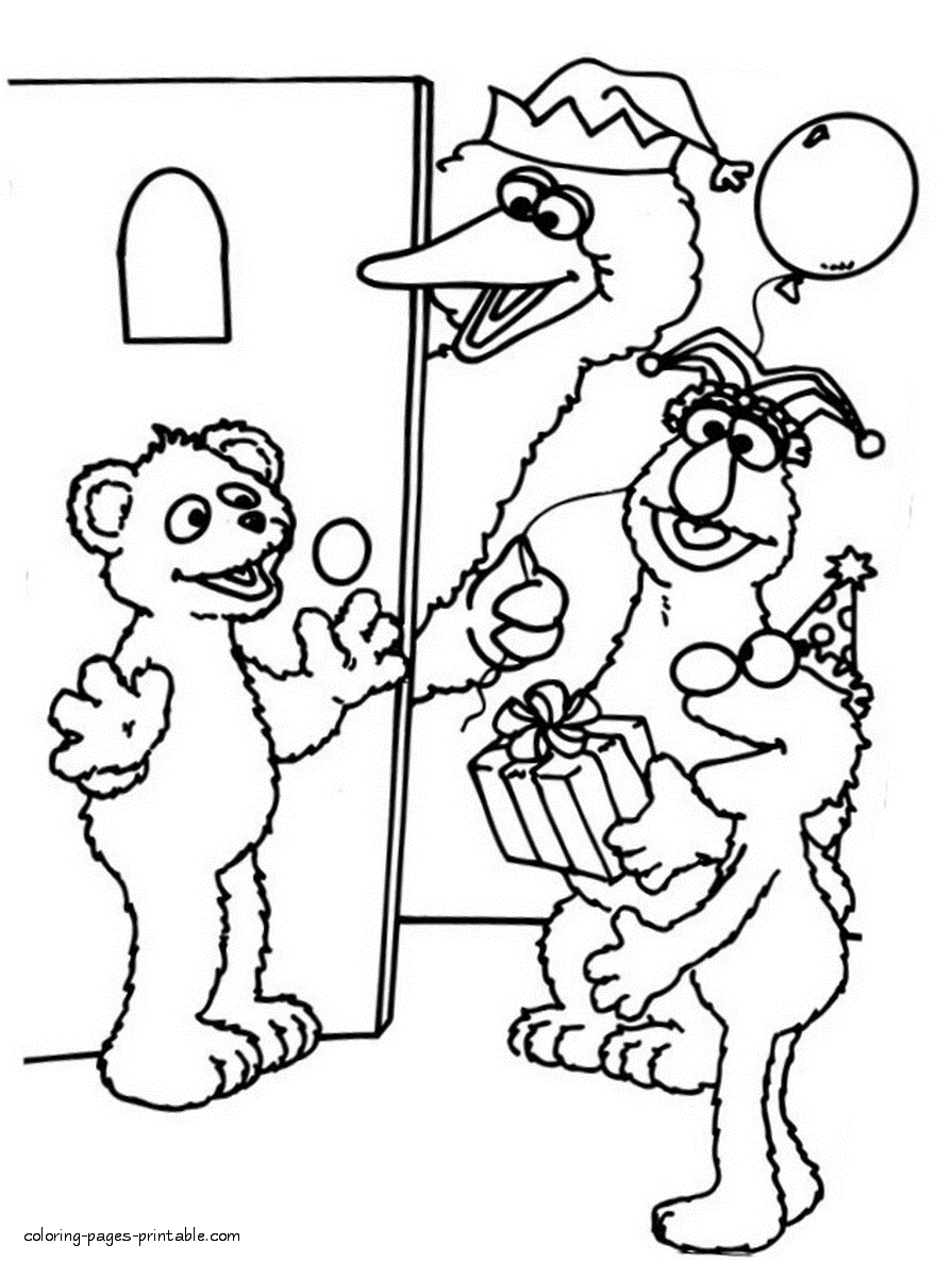 Sesame Street birthday coloring pages for children