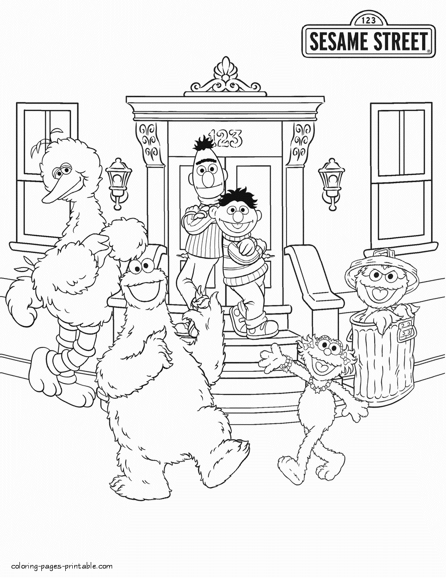 123 Sesame Street house coloring page