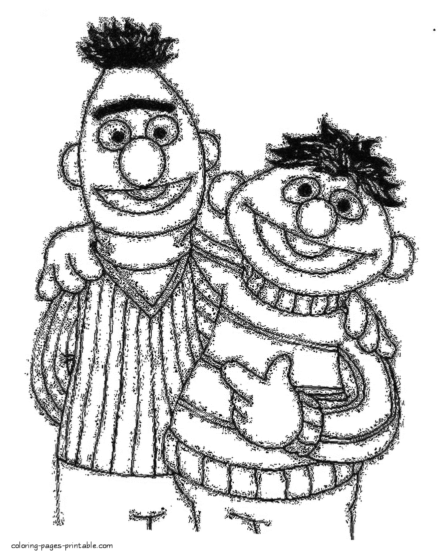 Friends coloring pages. Bert and Ernie from Sesame