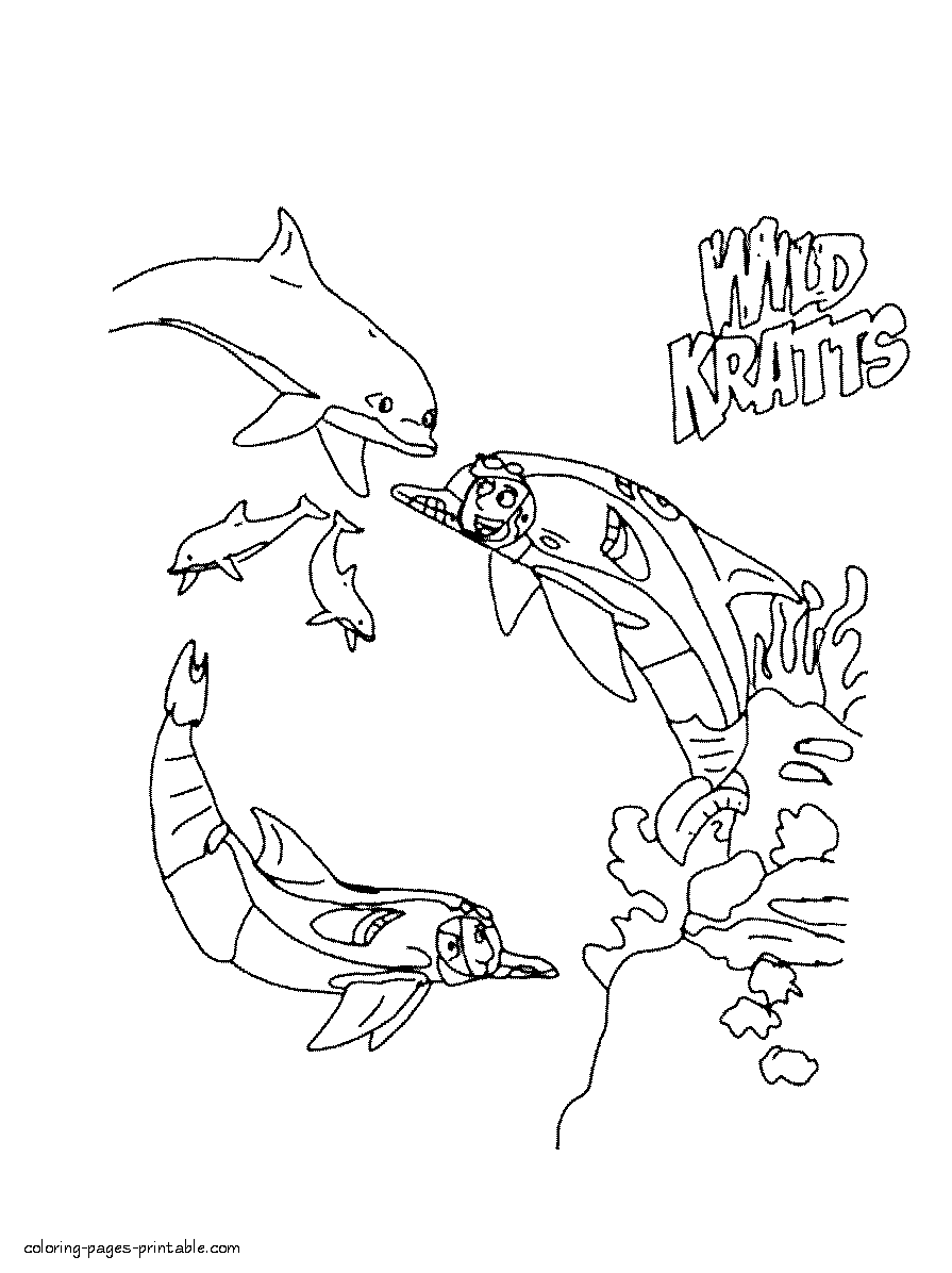 Free Wild Kratts dolphins coloring pages