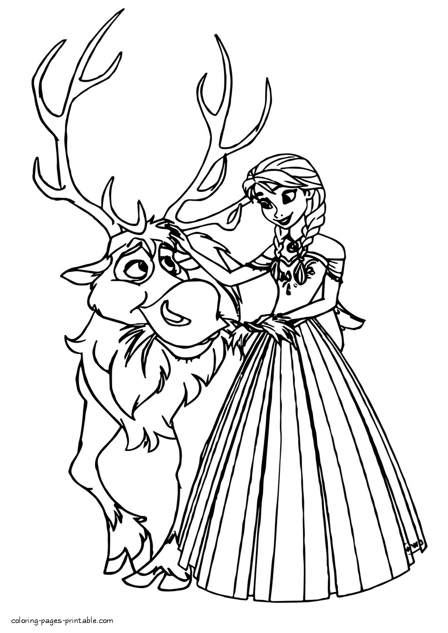 Anna and Sven colouring page to print