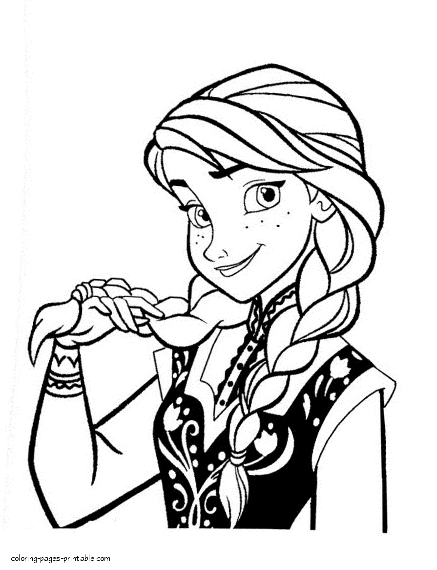Frozen Anna coloring pages || COLORING-PAGES-PRINTABLE.COM