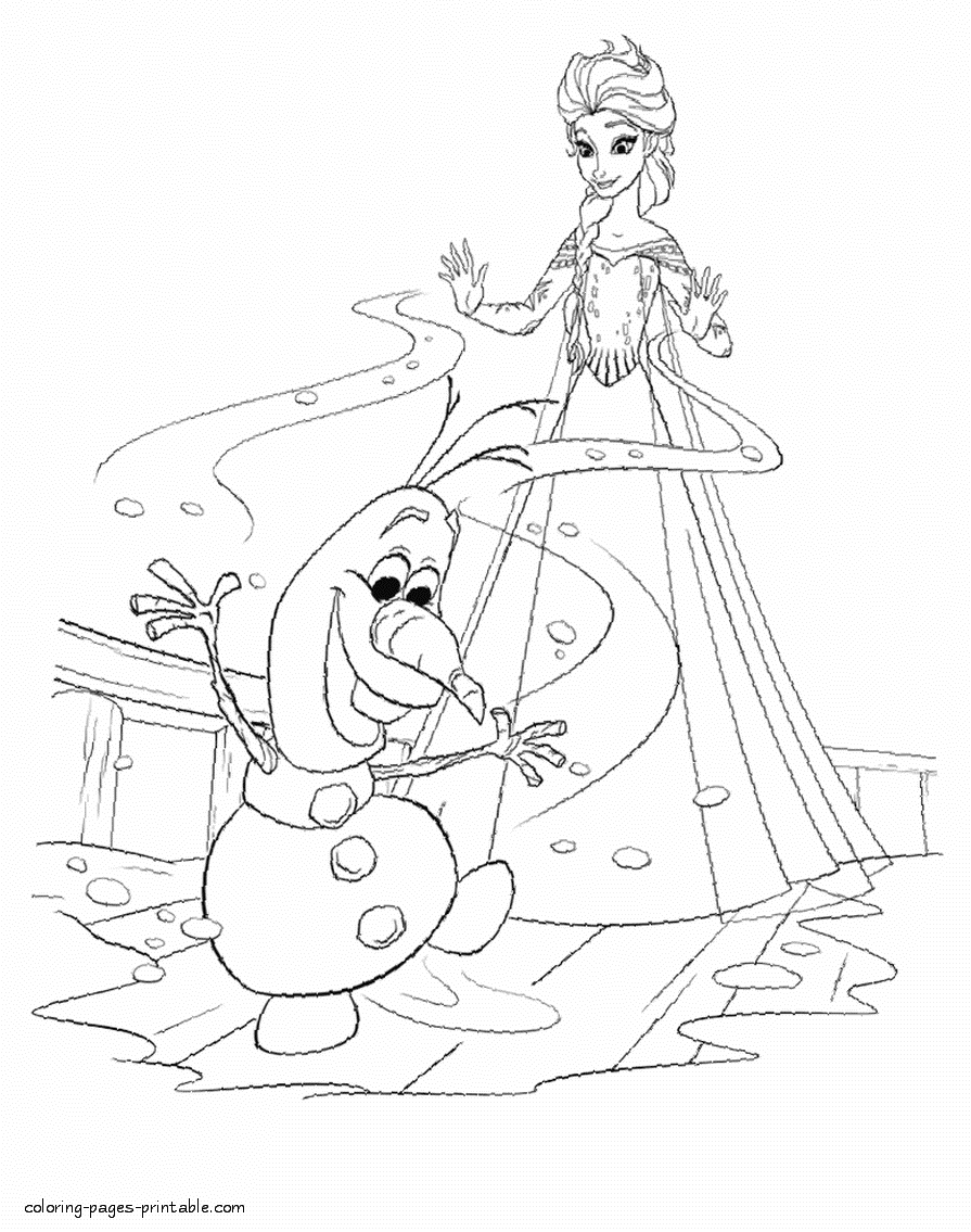 Elsa and Olaf coloring pages || COLORING-PAGES-PRINTABLE.COM