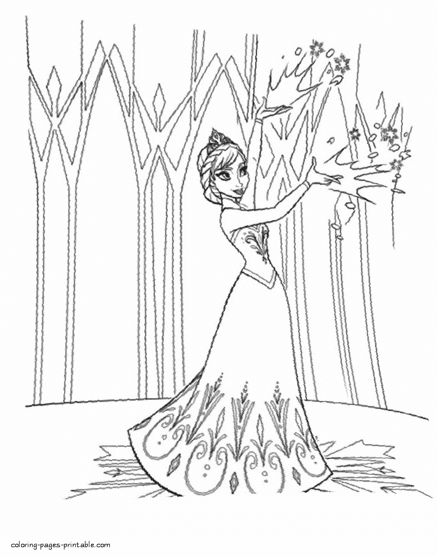 Coloring pages of Elsa from Frozen || COLORING-PAGES-PRINTABLE.COM