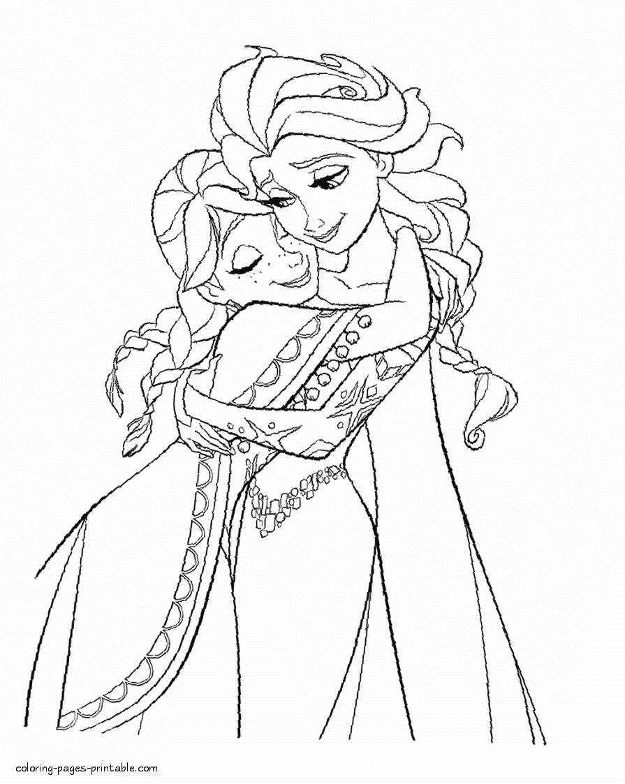 Coloring pages Elsa and Anna || COLORING-PAGES-PRINTABLE.COM