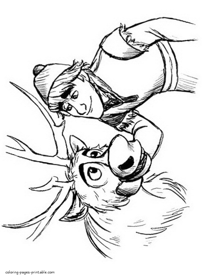 Sven and Kristoff coloring page || COLORING-PAGES-PRINTABLE.COM