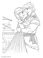 Free Frozen coloring pages Anna and Kristoff
