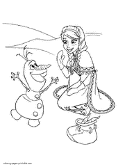 Anna and Olaf colouring page to print